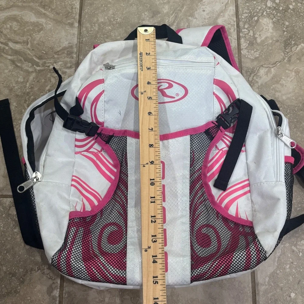 Rawlings Storm Fastpitch Softball Backpack Bag White Pink Kids Girls Athletic